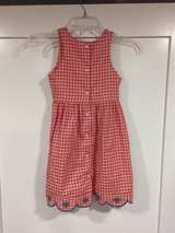 Girls Red Gingham Scalloped Dress- VINTAGE - Image 1