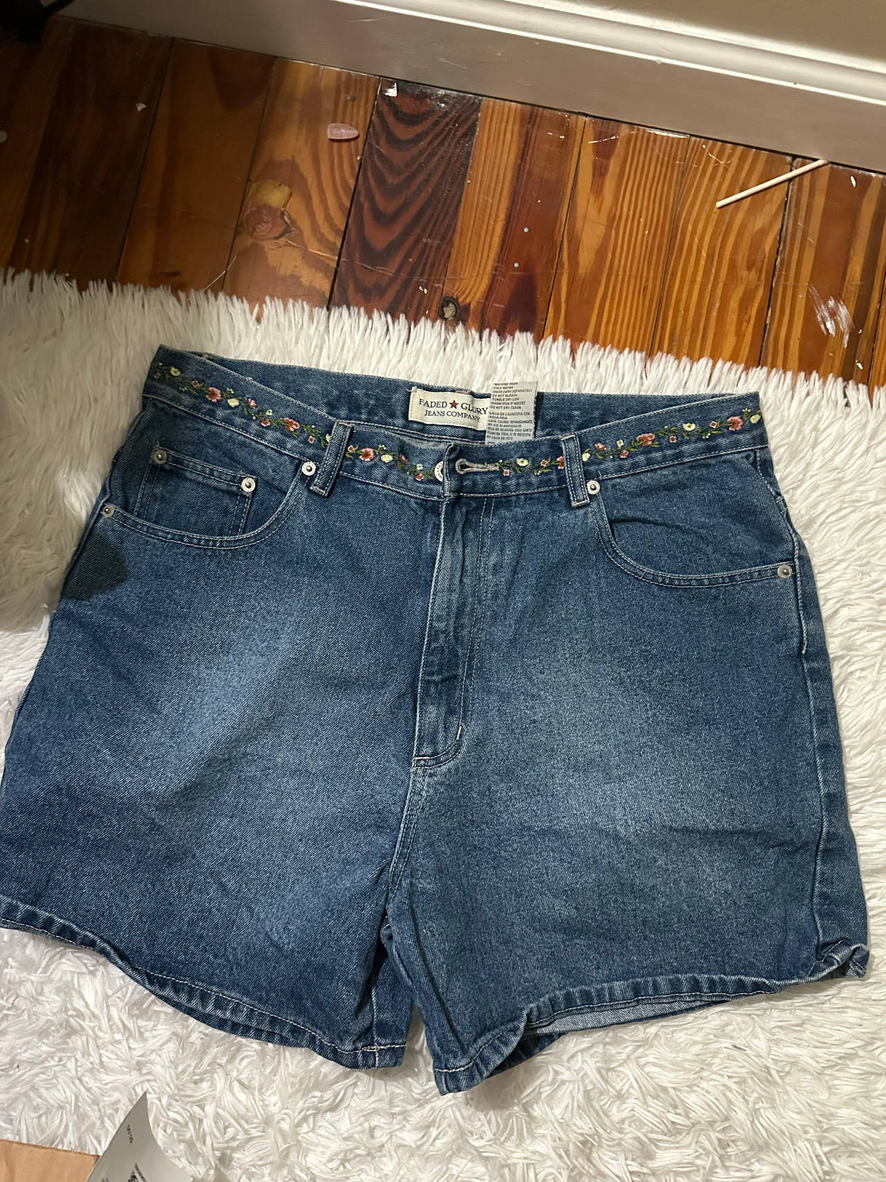 Faded Glory Embroidered Denim Shorts