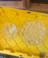 Vintage Pinwheel Cut Glass Platter and Bowl Set - Image 1