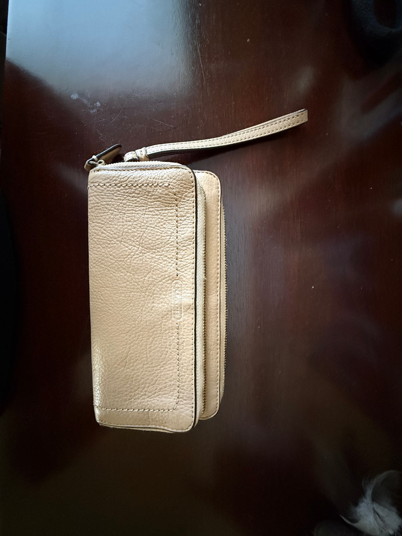 Coach Pebbled Leather Double Zip Wristlet