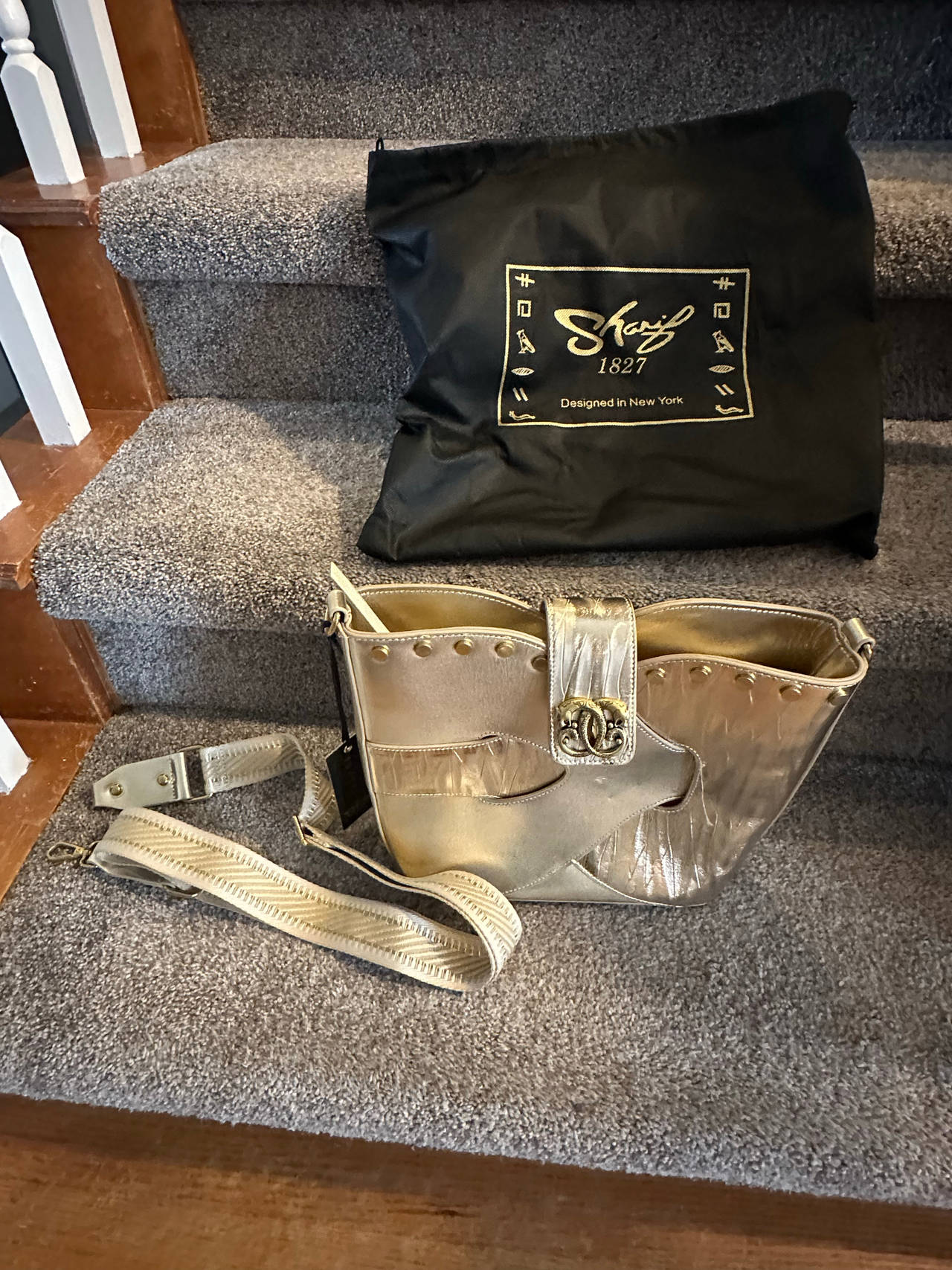 Sharif 1827 Metallic Leather Bucket Bag