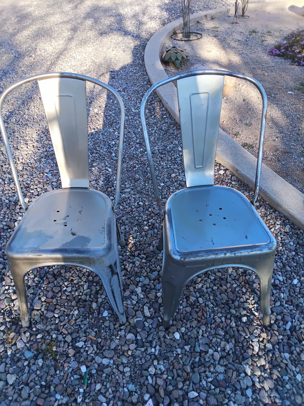 Pair of Metal Tolix Dining Chairs - Set of 2
