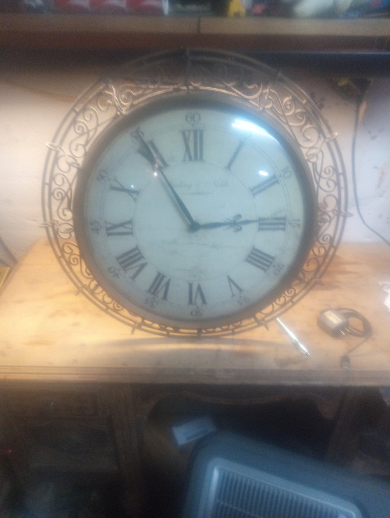 Sterling & Noble Large Round Metal Scroll Wall Clock