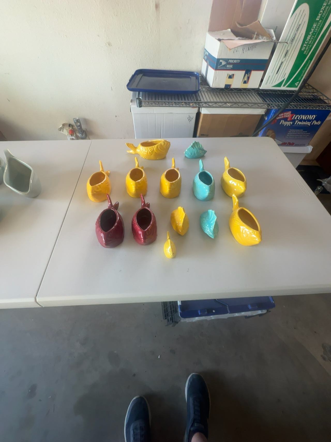 Vintage Bauer “Chicken of the Sea” Fish Casserole Dishes – Some Lids - Set of 9