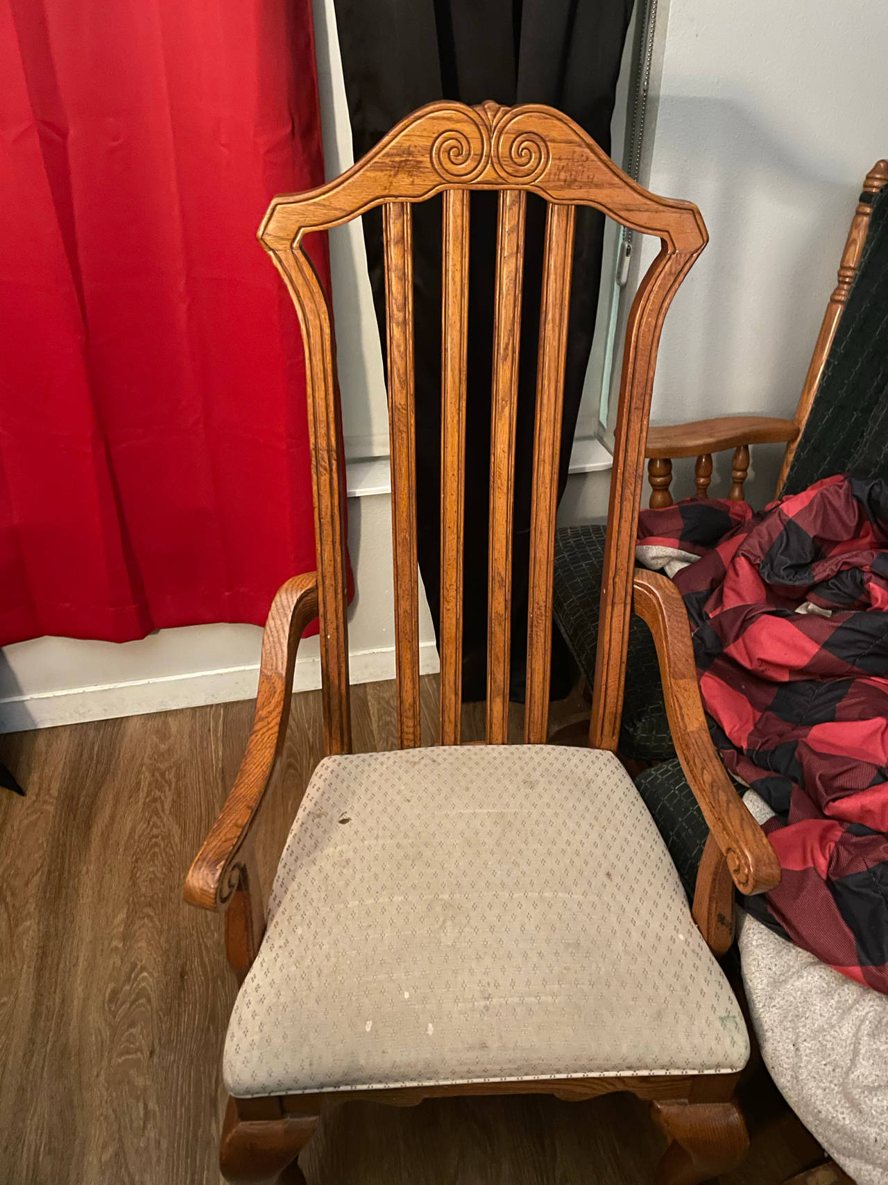 Upholstered Wooden Dining Arm Chair