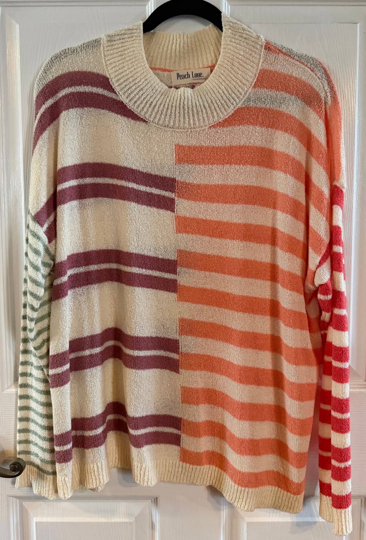 Peach Love California Striped Colorblock Sweater