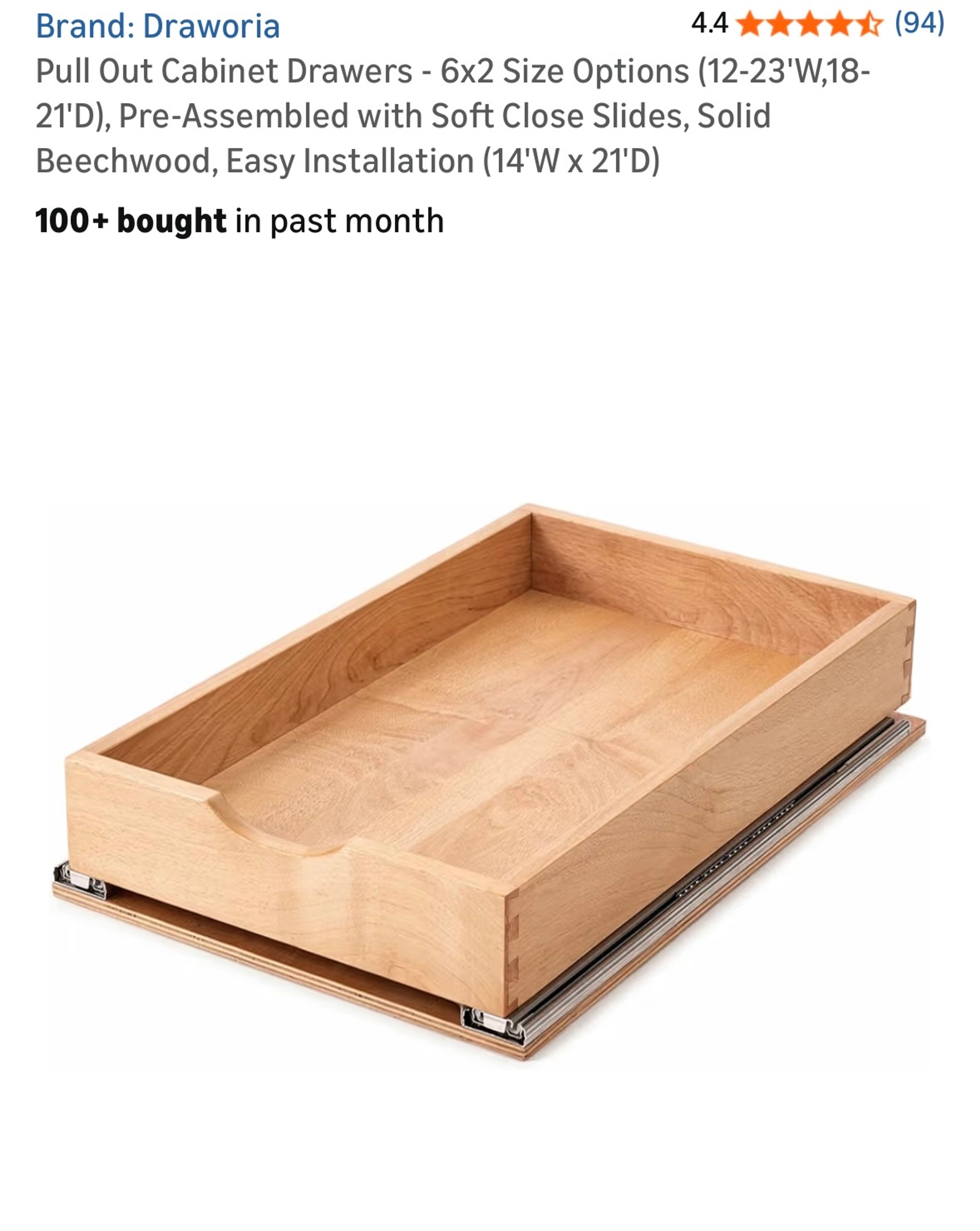 Draworia Pull Out Cabinet Drawer Solid Beechwood