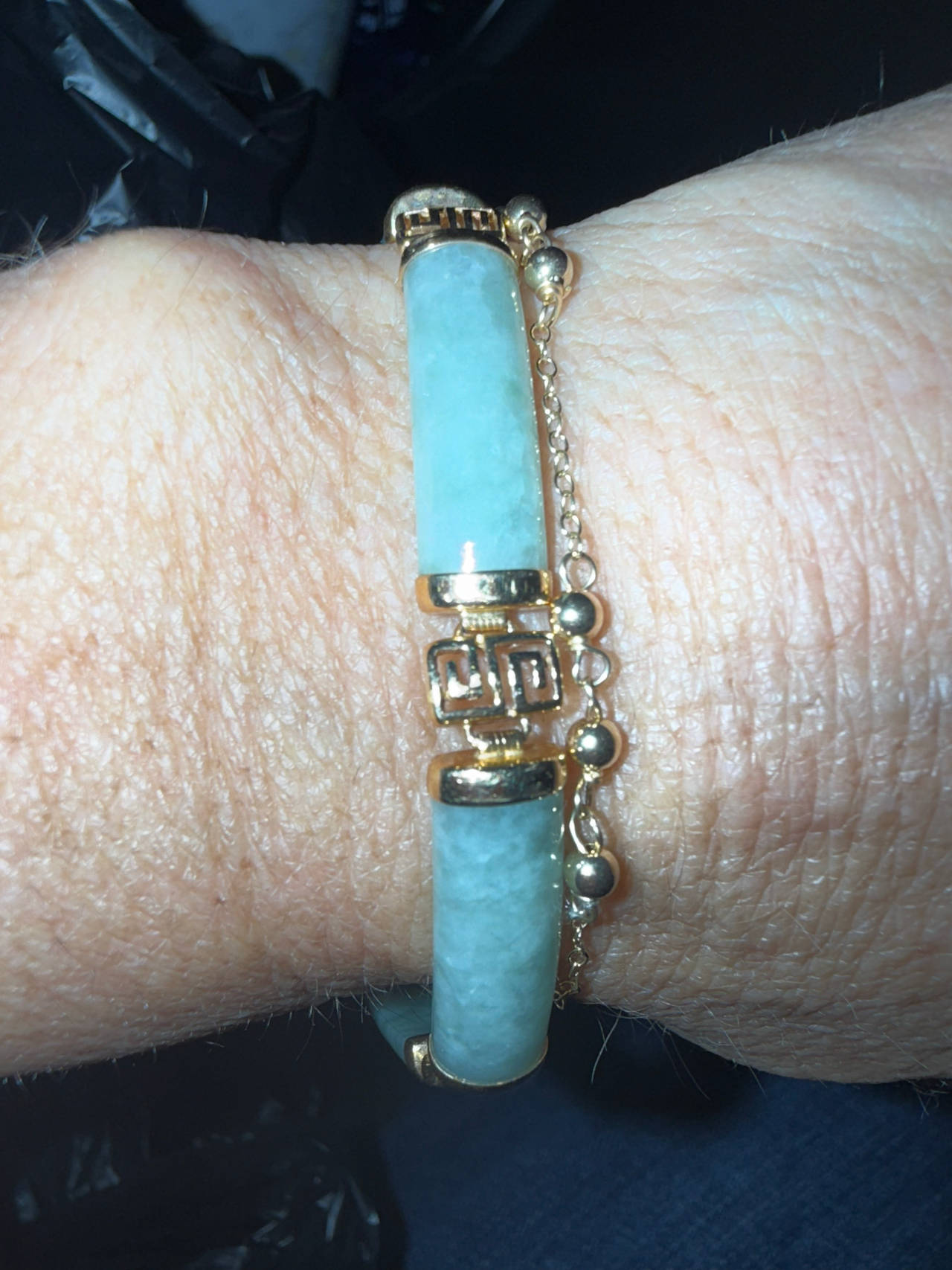 Jade and Gold Bangle Bracelet