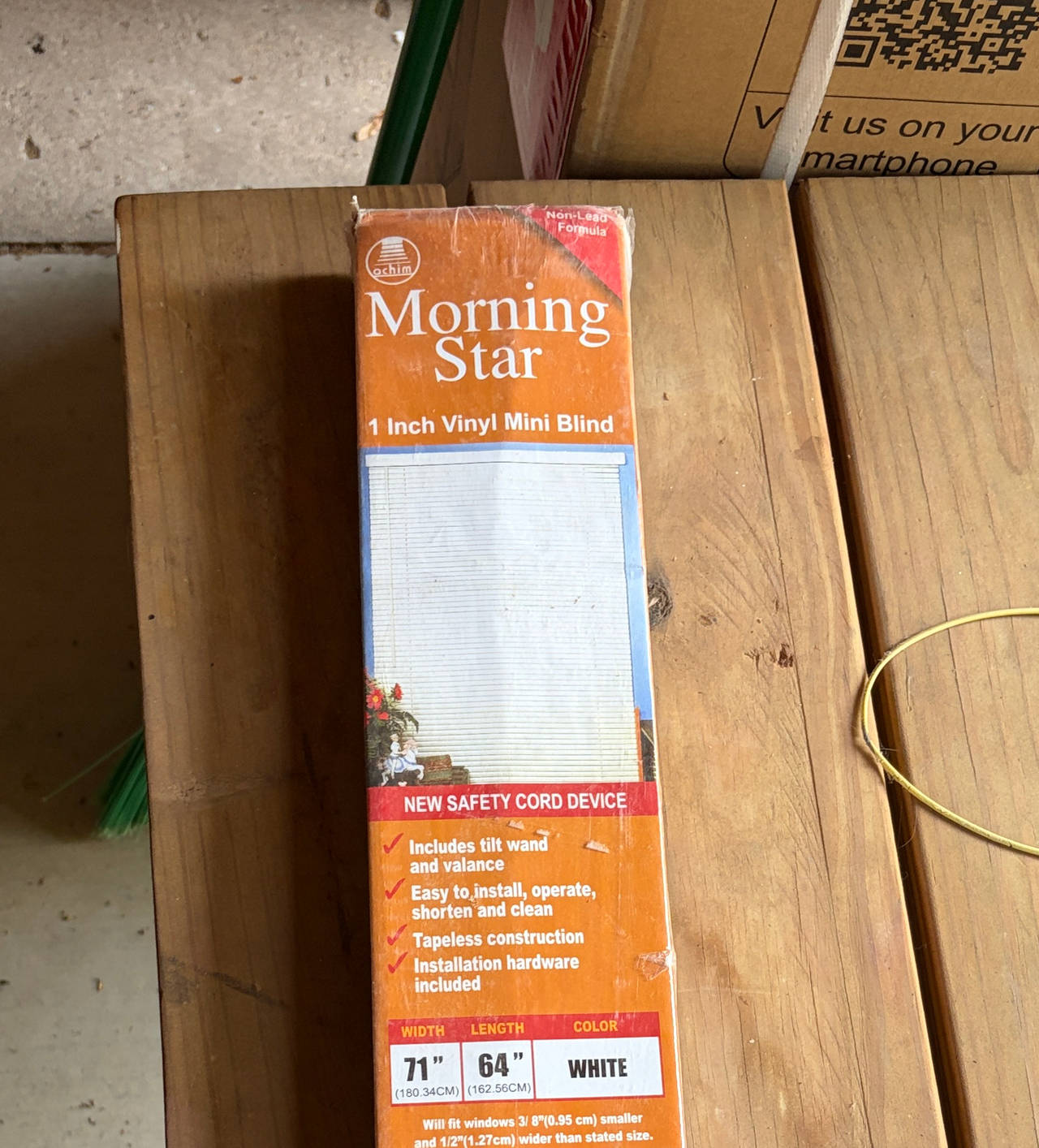 Achim Morning Star 1 Inch Vinyl Mini Blind 71" x 64" White
