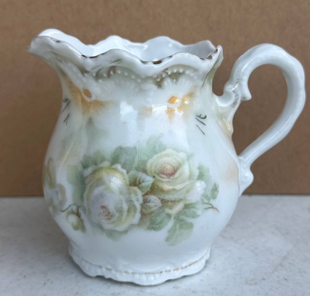 Vintage Floral Porcelain Creamer Pitcher
