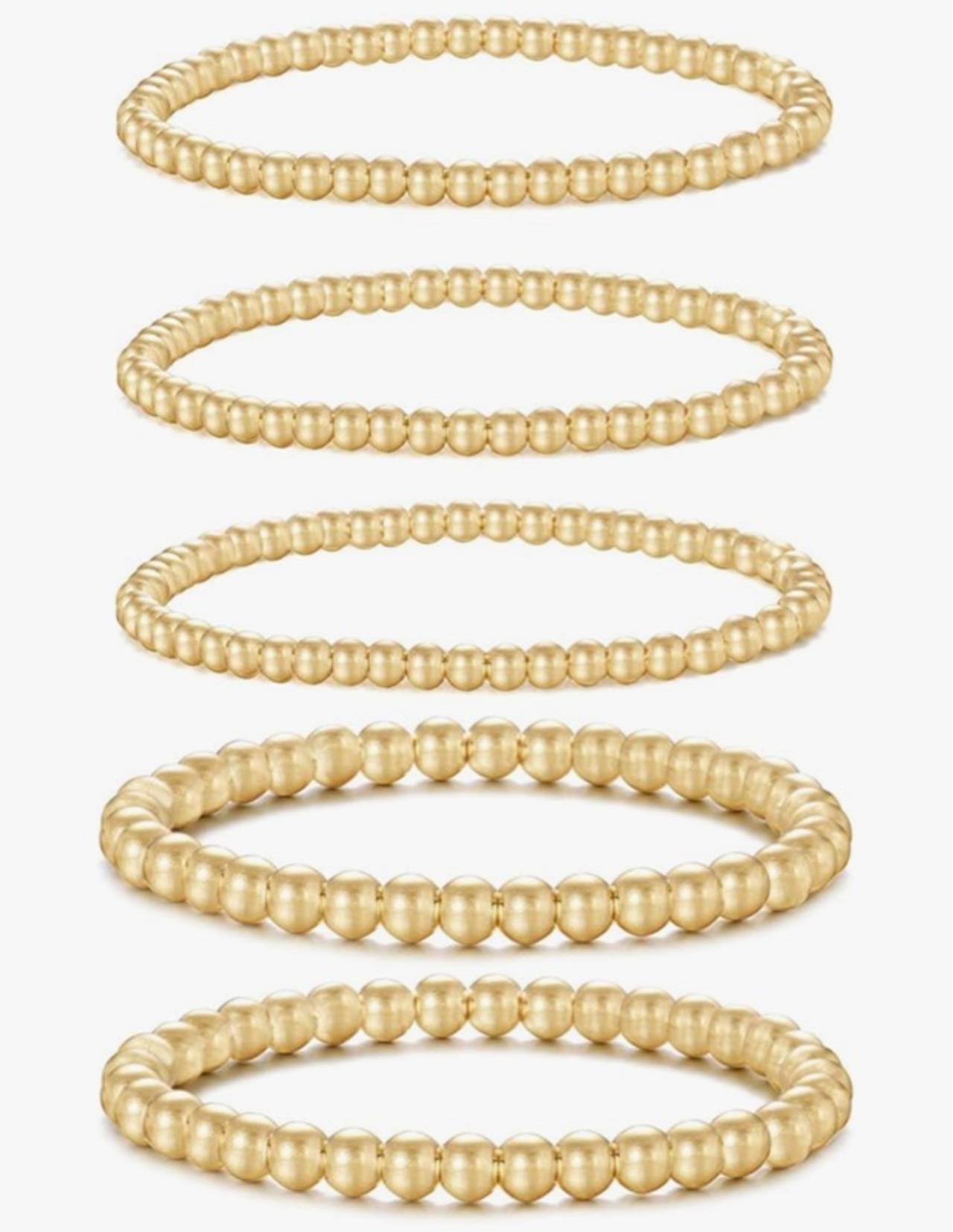 Badu Gold Plate Bead Bracelet for Women 14K Gold Plated Bead Ball Bracelet