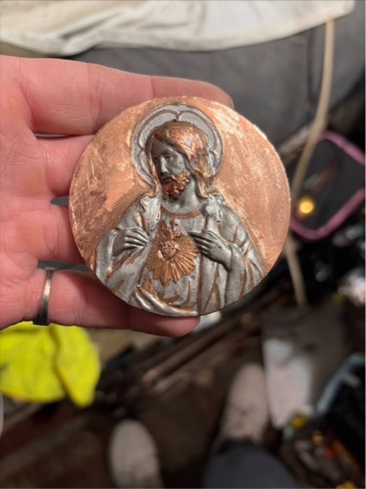 Sacred Heart of Jesus Copper and Silver Medallion