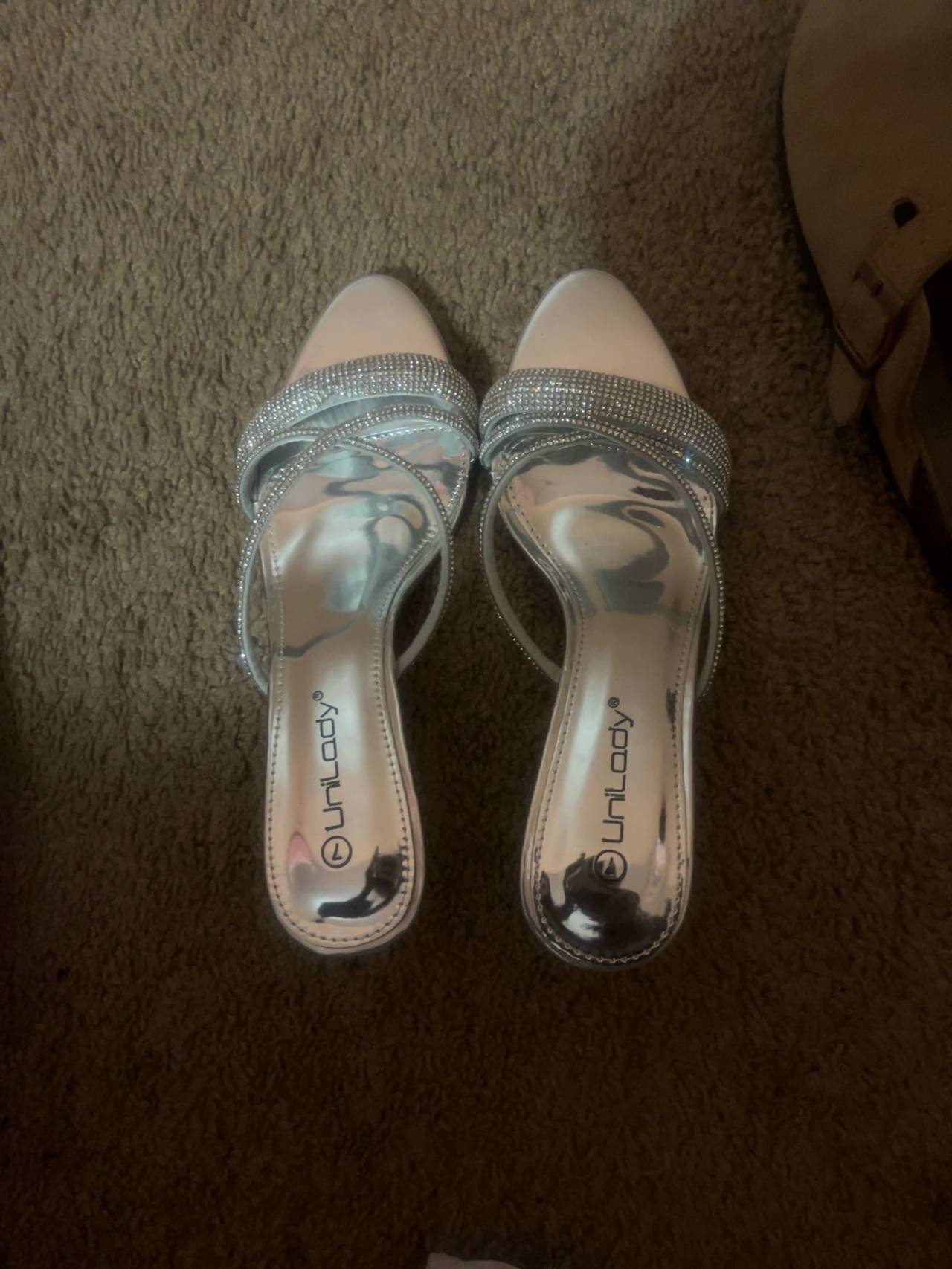 Chinese Laundry Women's Cream & Silver Rhinestone Heeled Sandals