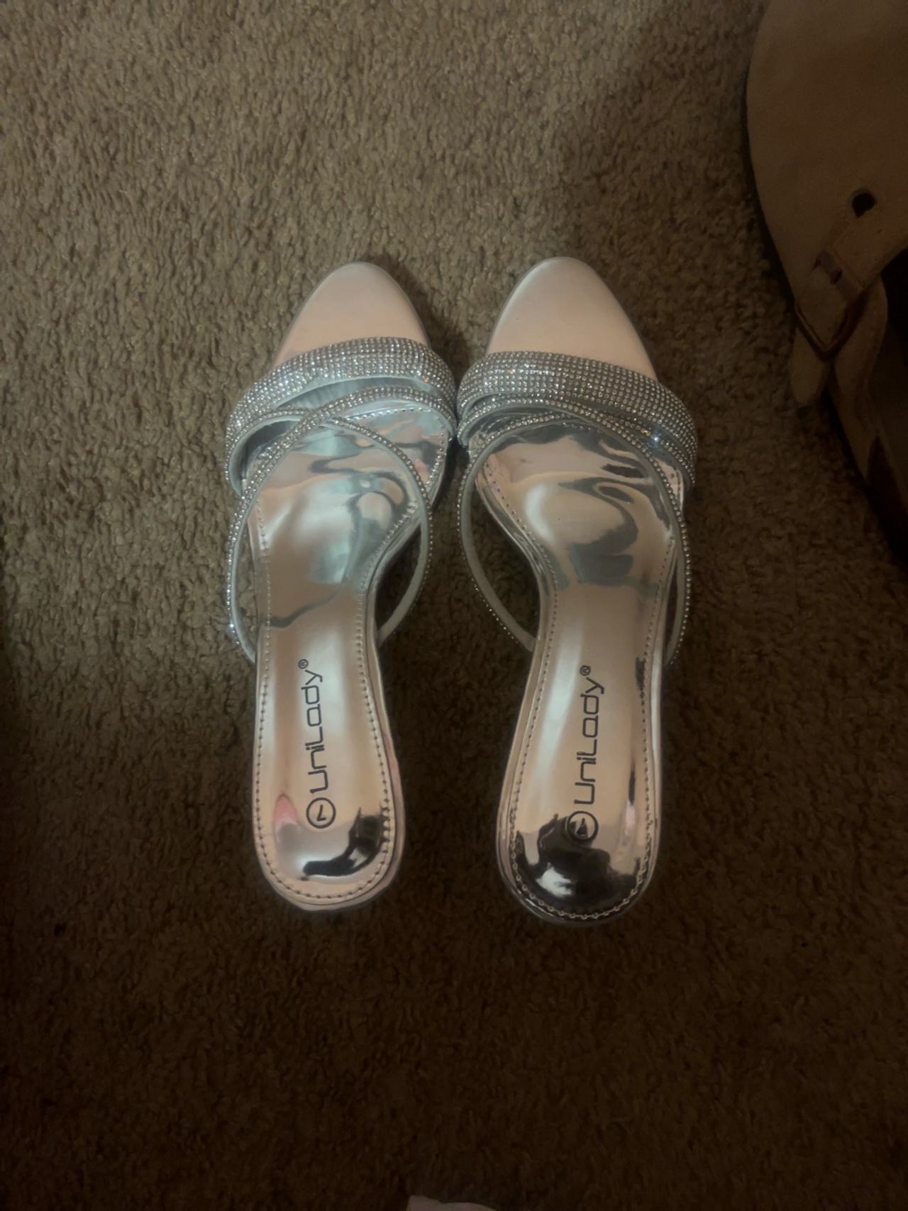 Chinese Laundry Women's Cream & Silver Rhinestone Heeled Sandals