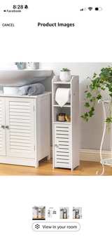 Slim Bathroom Storage Cabinet with Toilet Paper Holder - Image 2