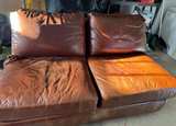 Pottery Barn Leather Sofa Loveseat Brown - Image 3