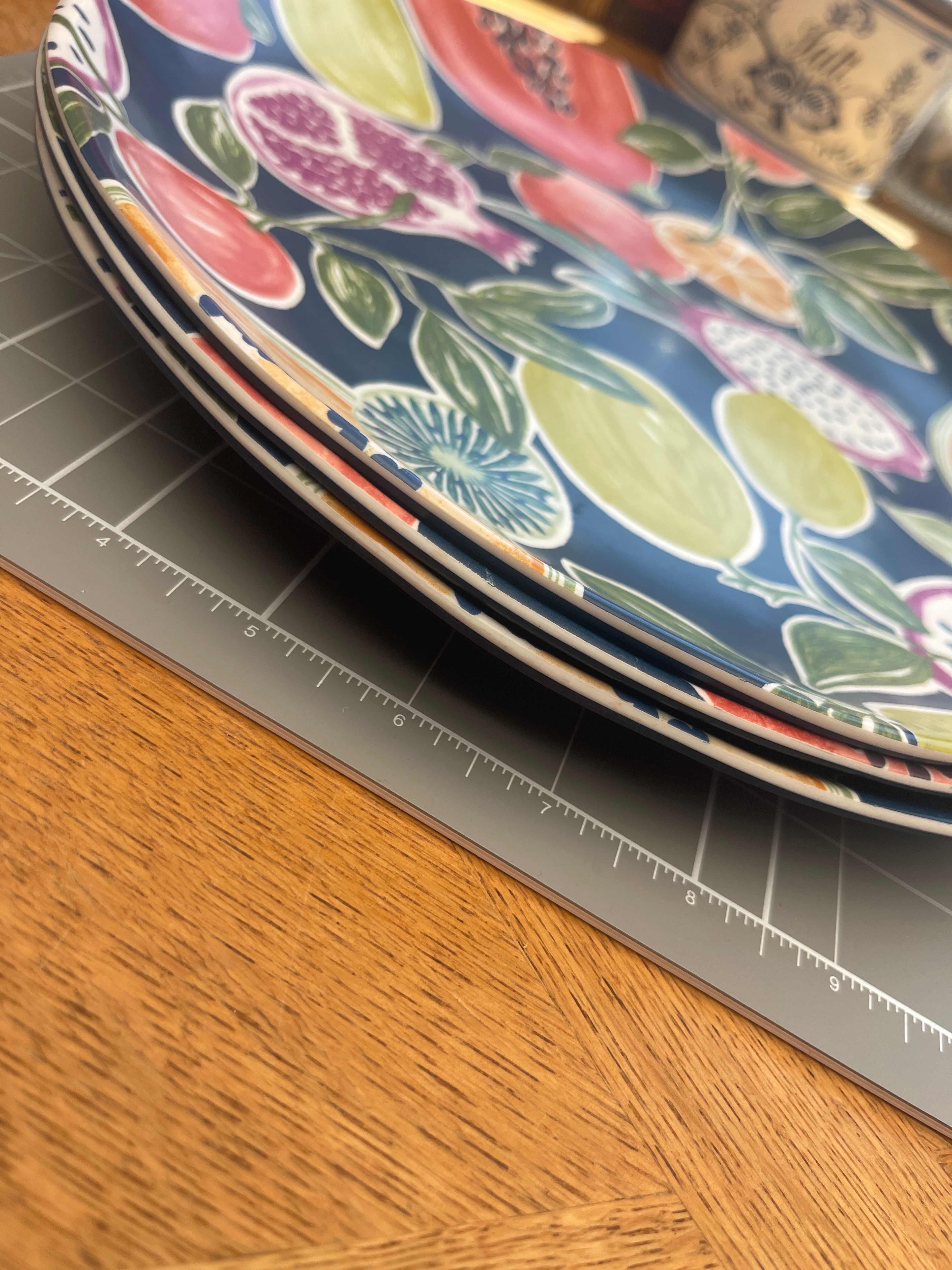 Set of 3 Opal House Round Tropical Fruit Melamine Serving Platters  - Image 3