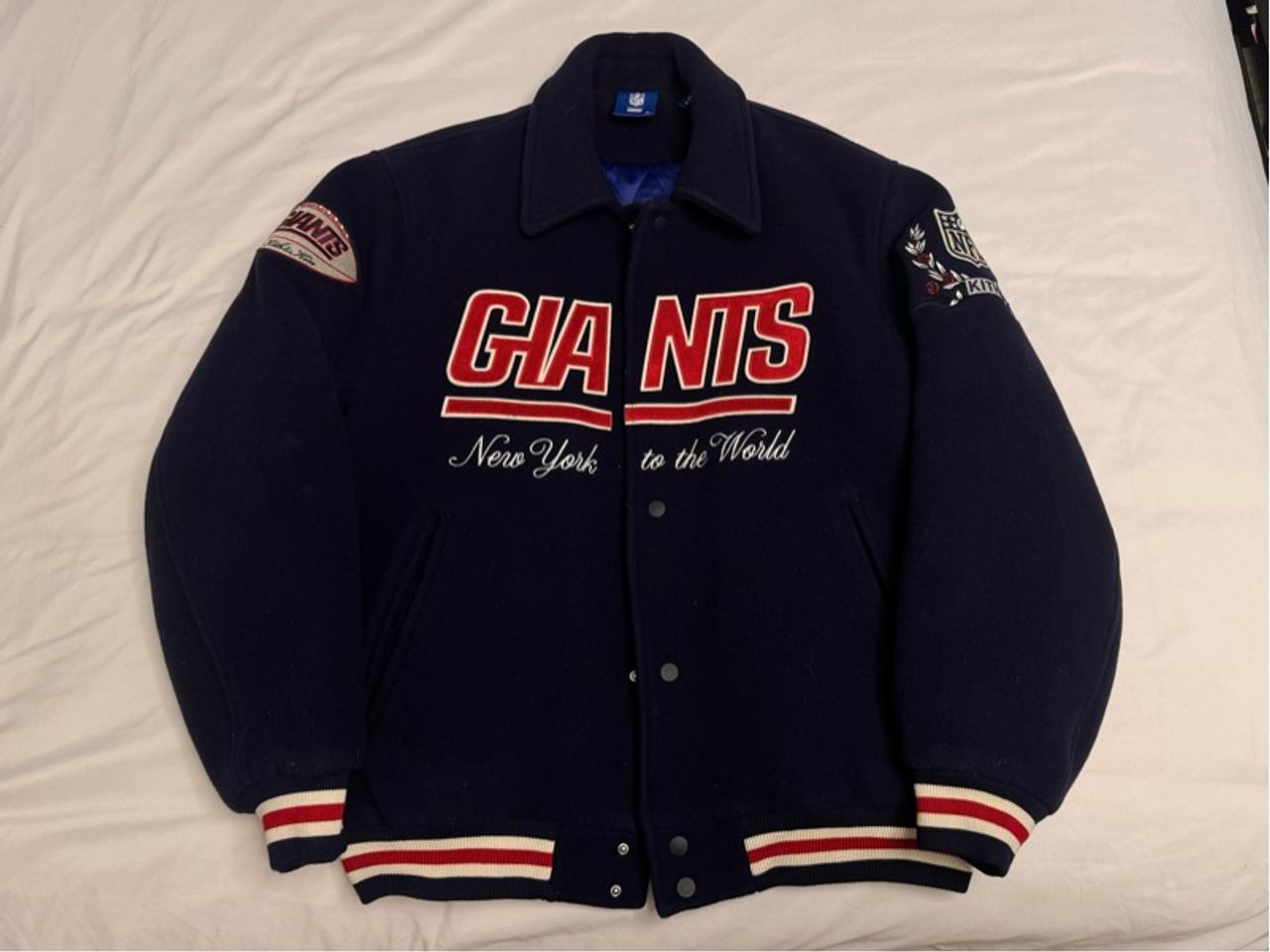 Kith x NFL Giants Wool Collared Coaches Jacket XL