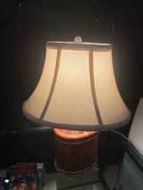 Vintage Late 20th Century Brass and Red Porcelain Tea Canister Lamps With Floral - Image 6