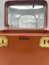 Vintage Travelaire Train Case Vanity Case Brown Hard Luggage Mirror No Key Read - Image 4
