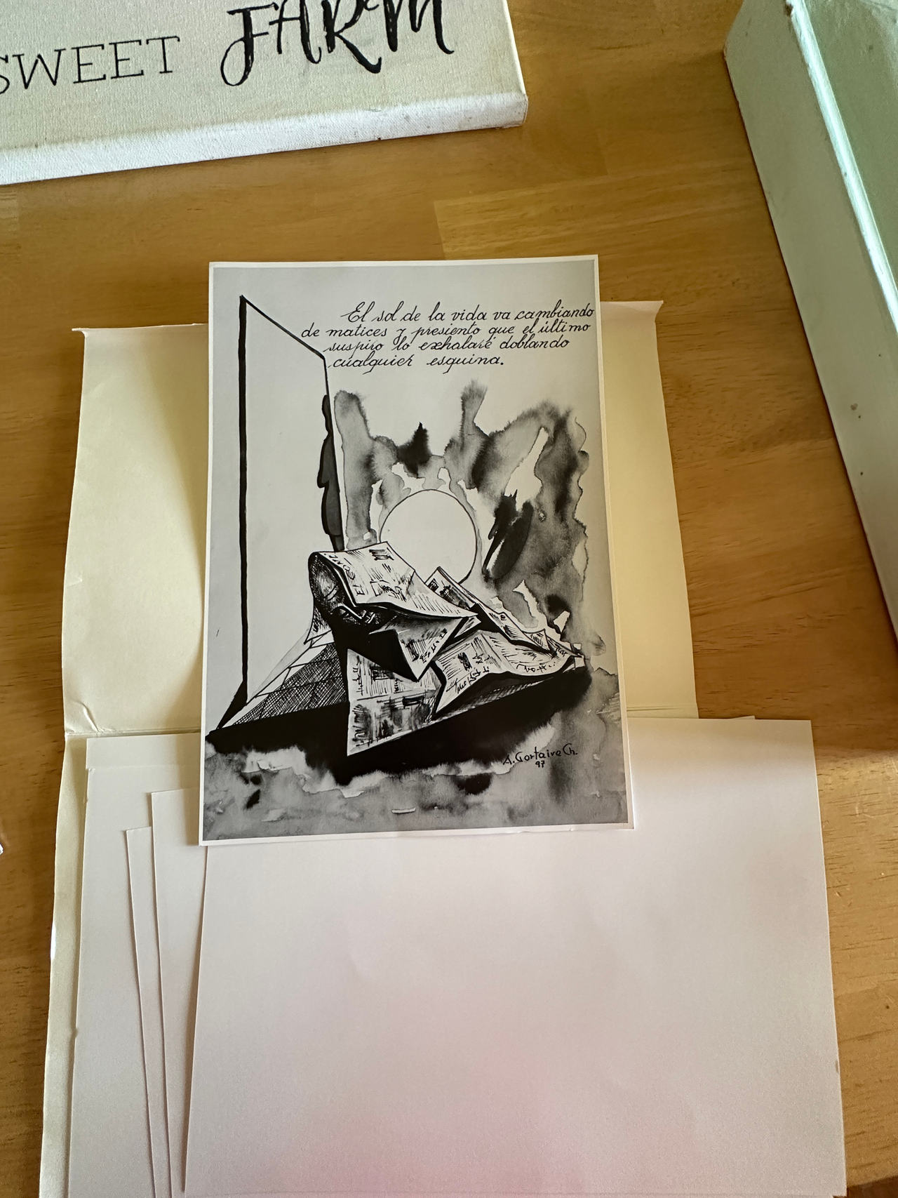 Black and White Art Print with Spanish Quote