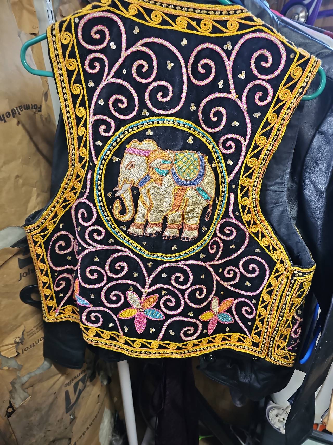 Carol Horn Workshop Vintage Beaded Elephant Vest