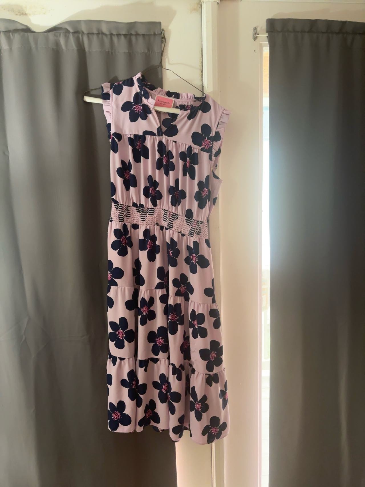 Kate Spade Mainline Grand Flora Smocked Waist Sleeveless Midi Dress