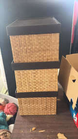 Woven Stacking Storage Bins with Lids-SET OF 3 - Image 1