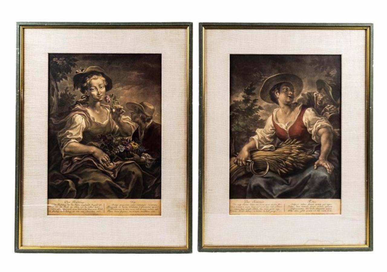 Johann Elias Haid The Four Seasons Mezzotint Prints