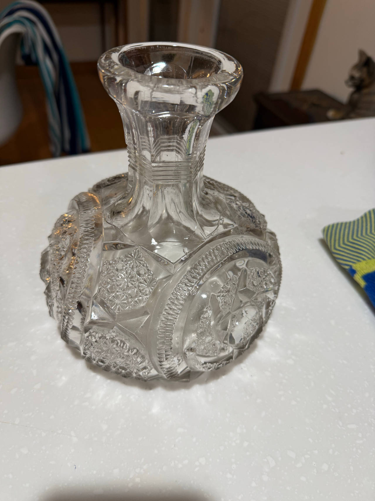 Vintage Pressed Glass Decanter Bottle