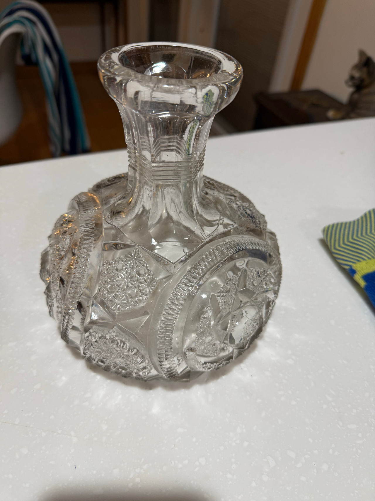 Vintage Pressed Glass Decanter Bottle