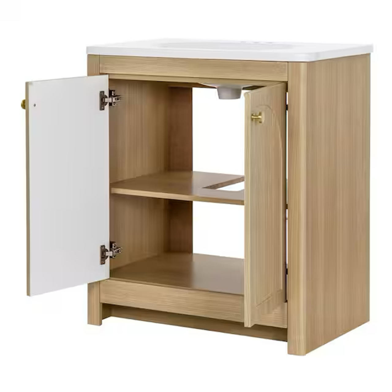 Lapine 31 in. Single Sink Blond Oak Bath Vanity with White Cultured Marble Top