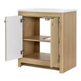 Lapine 31 in. Single Sink Blond Oak Bath Vanity with White Cultured Marble Top - Image 1