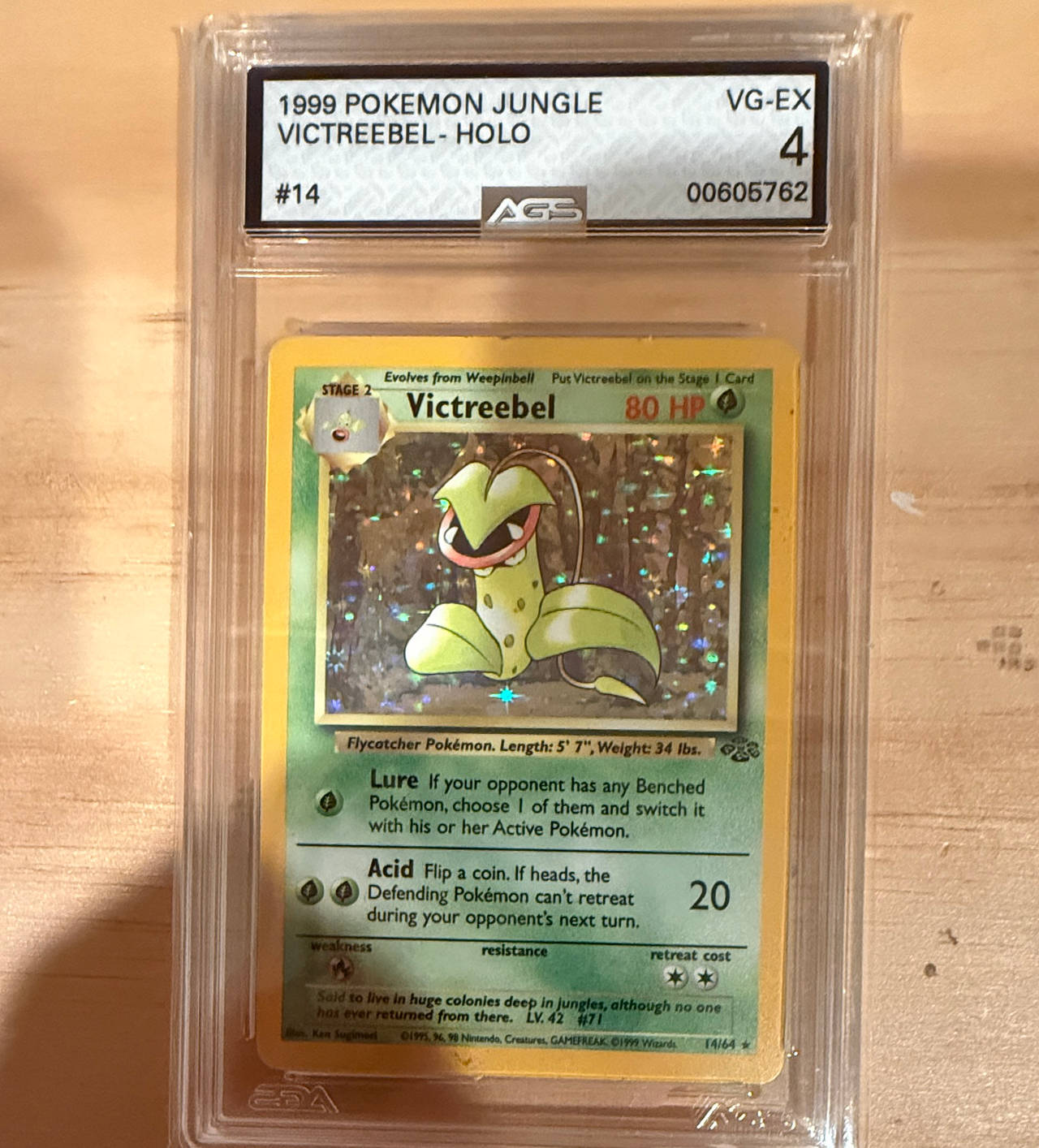 1999 Pokémon Jungle Victreebel Holo #14 AGS 4