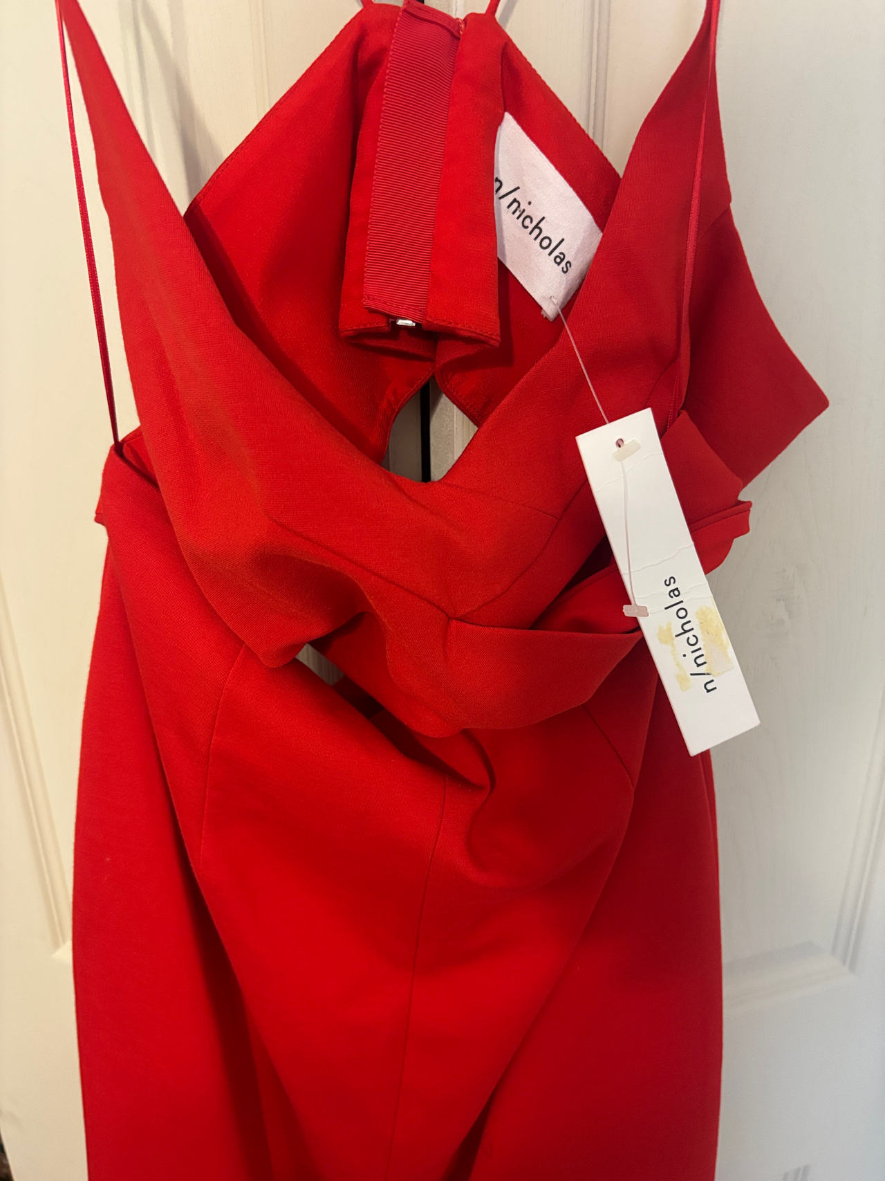 n/nicholas Red Cutout Halter Dress