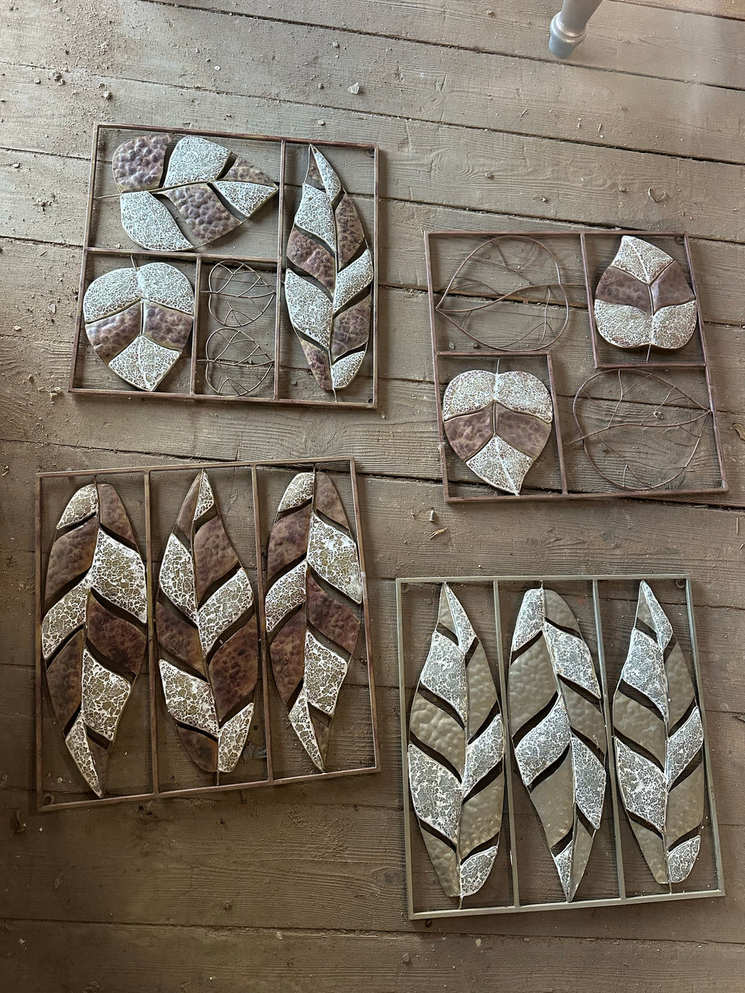 Rustic Metal Leaf Wall Art Panels