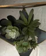 Geometric Glass Terrarium with Artificial Succulents - Image 2