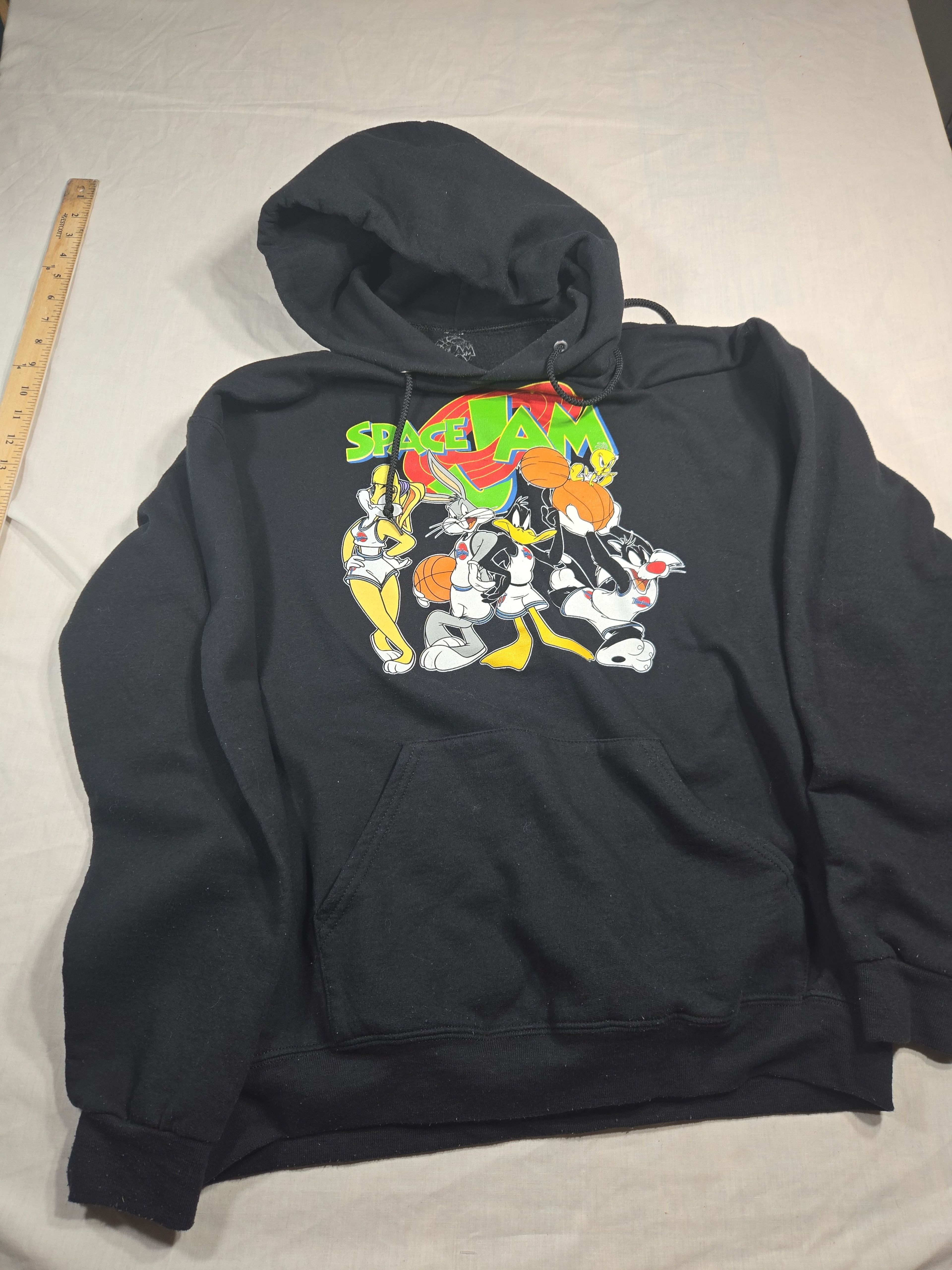 Space Jam Looney Tunes Graphic Hoodie Black Large - Image 2