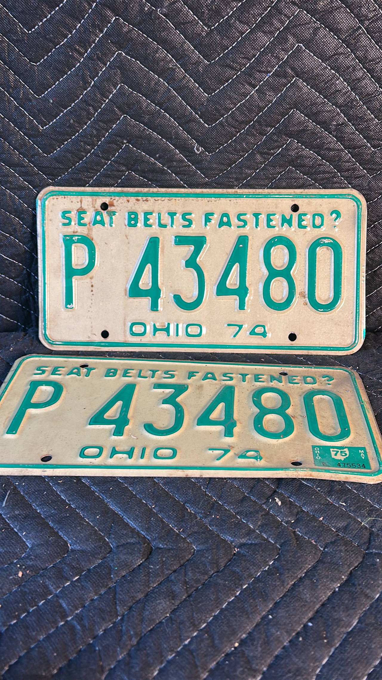 1974 Ohio License Plate Pair