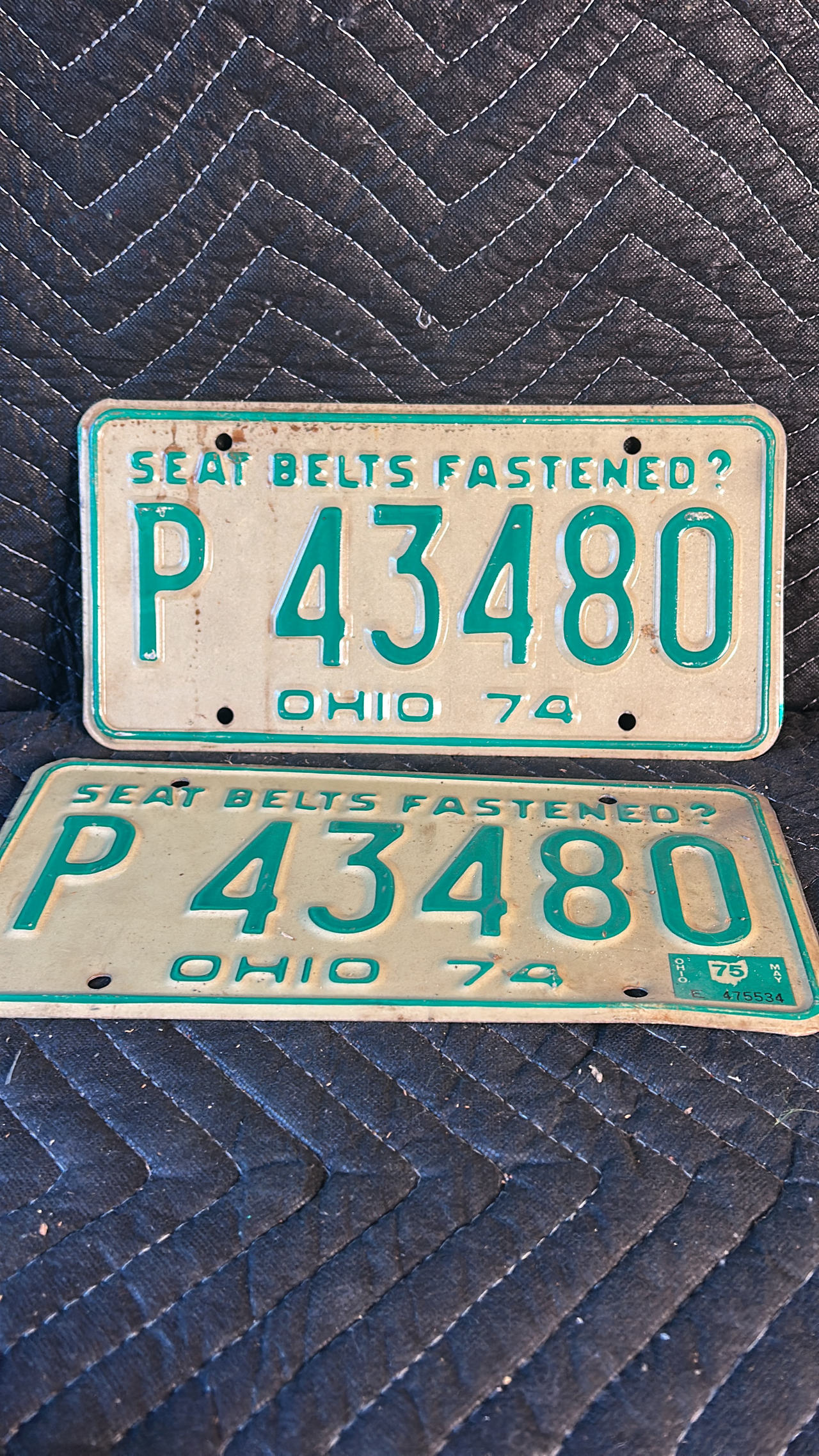1974 Ohio License Plate Pair
