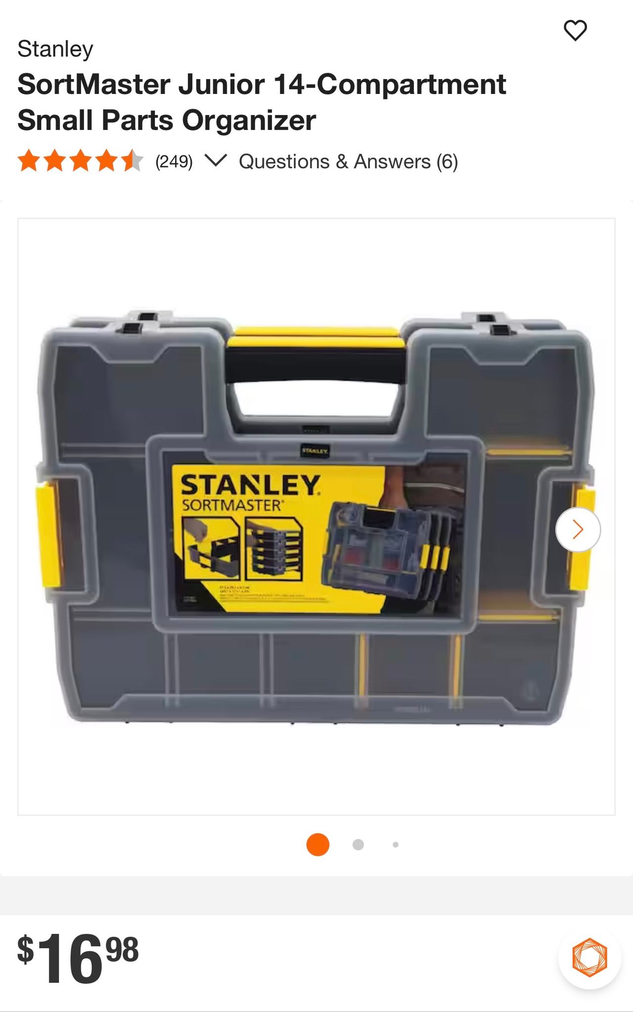 3 Stanley SortMaster Junior 14-Compartment Small Parts Organizers