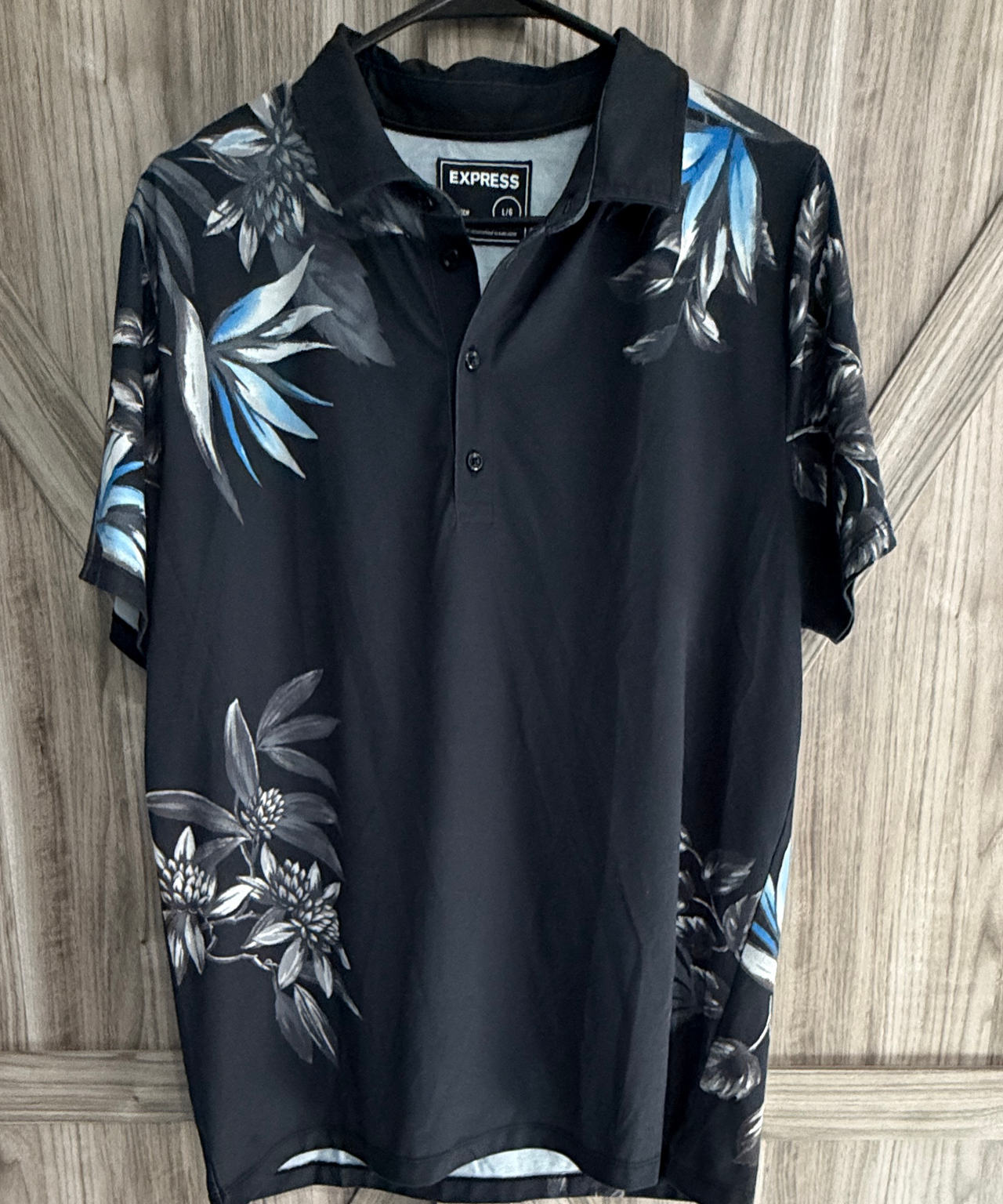 Express Men's Floral Polo Shirt size Large