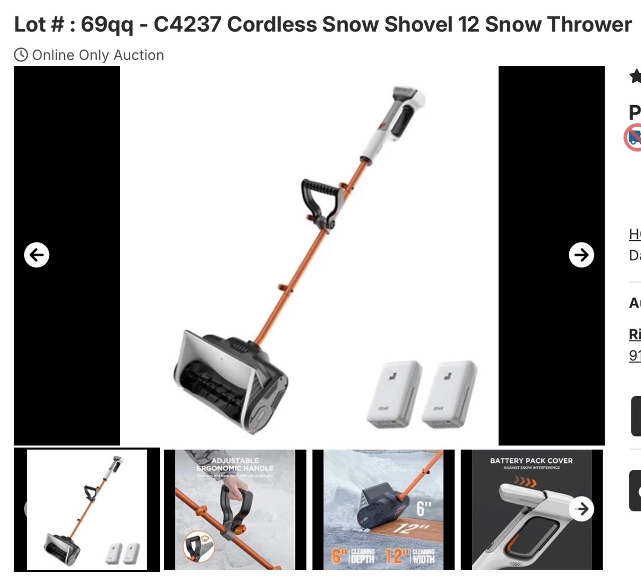 Litheli 20V Cordless Snow Shovel 12-inch Snow Thrower