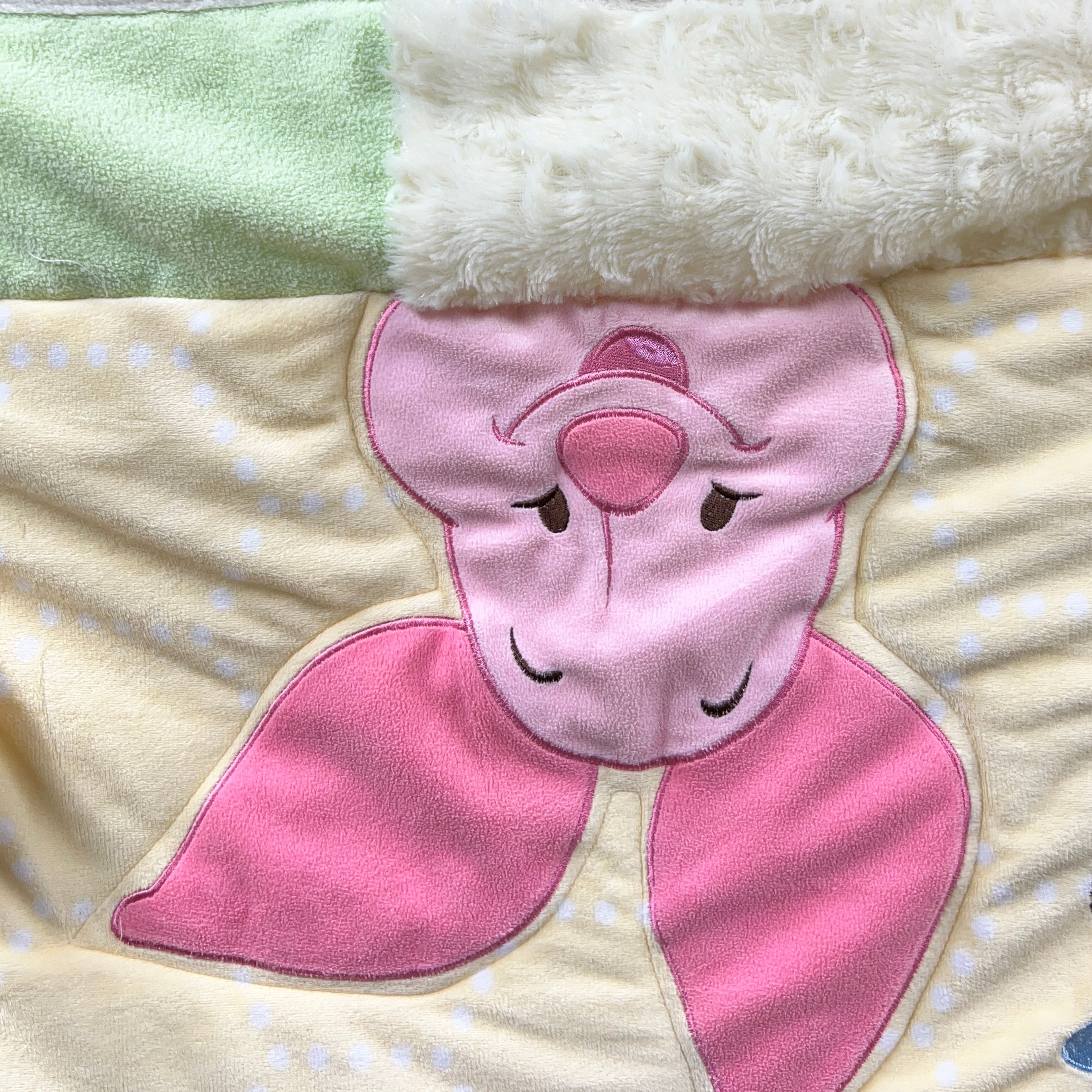 Disney Baby Winnie the Pooh Plush Patchwork Baby Blanket 45x36 Pastel Yellow - Image 3