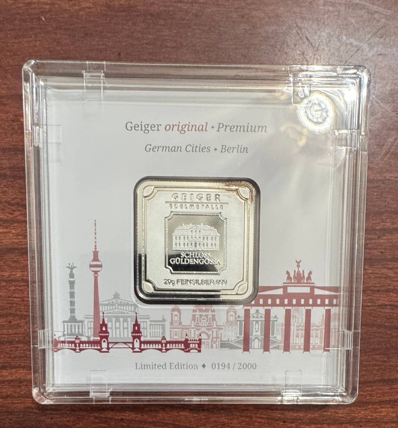 Geiger Edelmetalle German Cities Berlin 20g Silver Limited Edition #194 of 2000