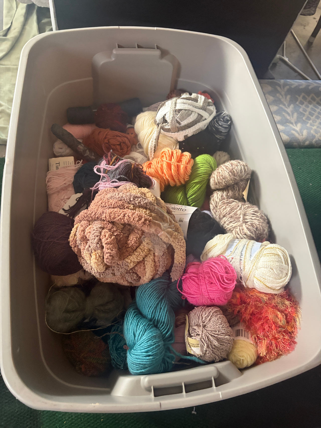 Large Assorted Yarn Lot - Acrylic, Cotton, Chenille