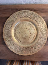 Vintage Etched Brass Peacock Decorative Plate - Image 1