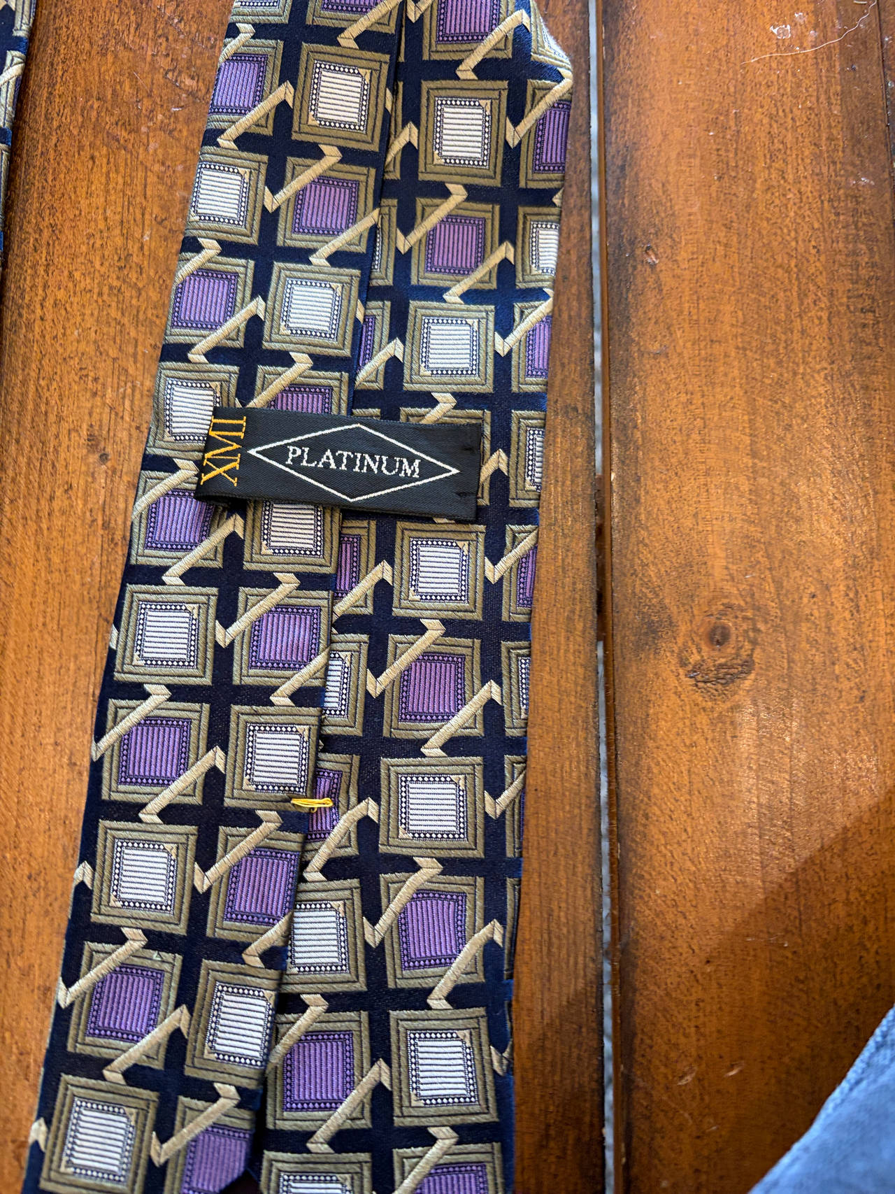 XMI Platinum Geometric Silk Tie