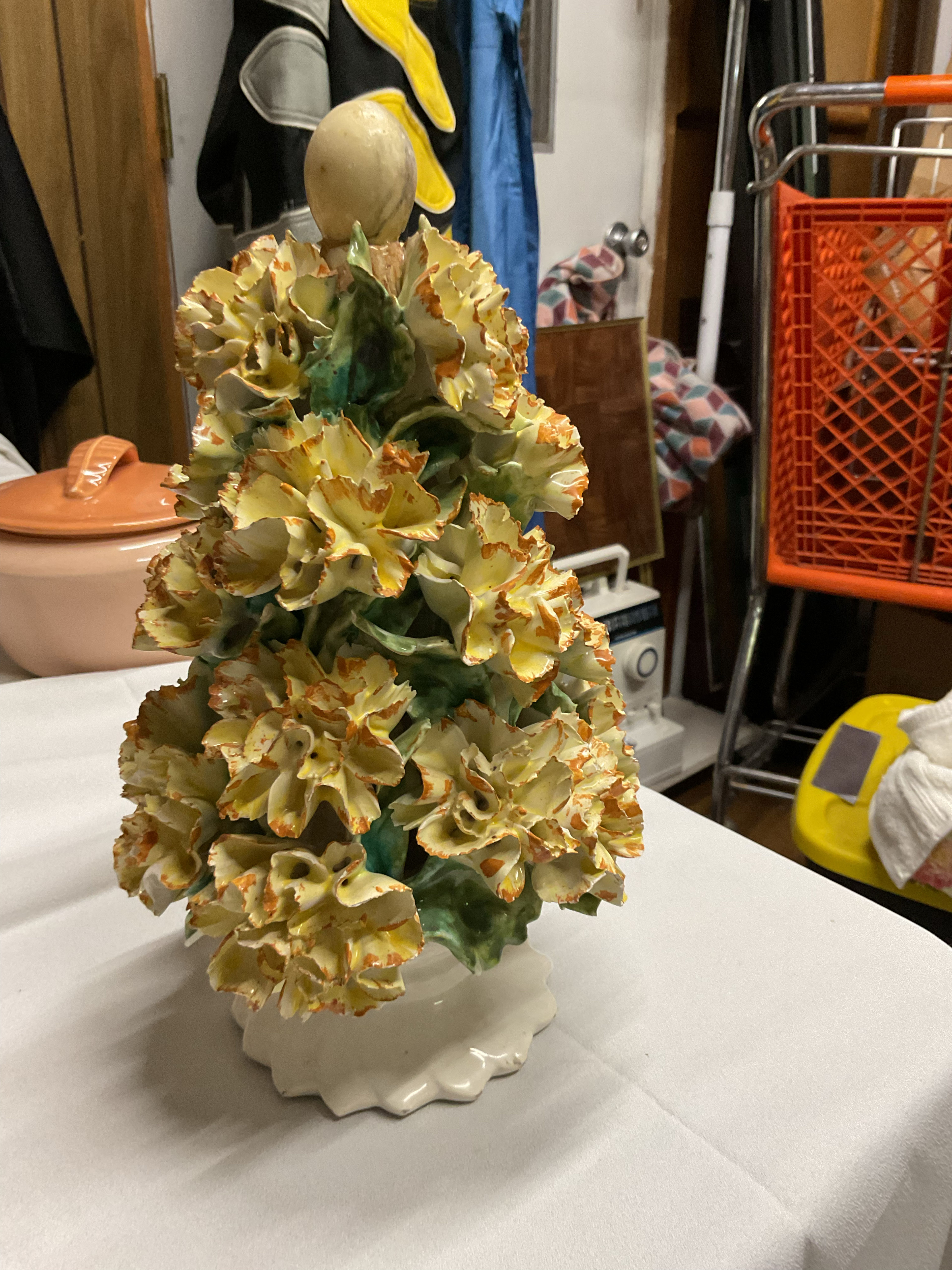 Capodimonte Porcelain Carnation Topiary