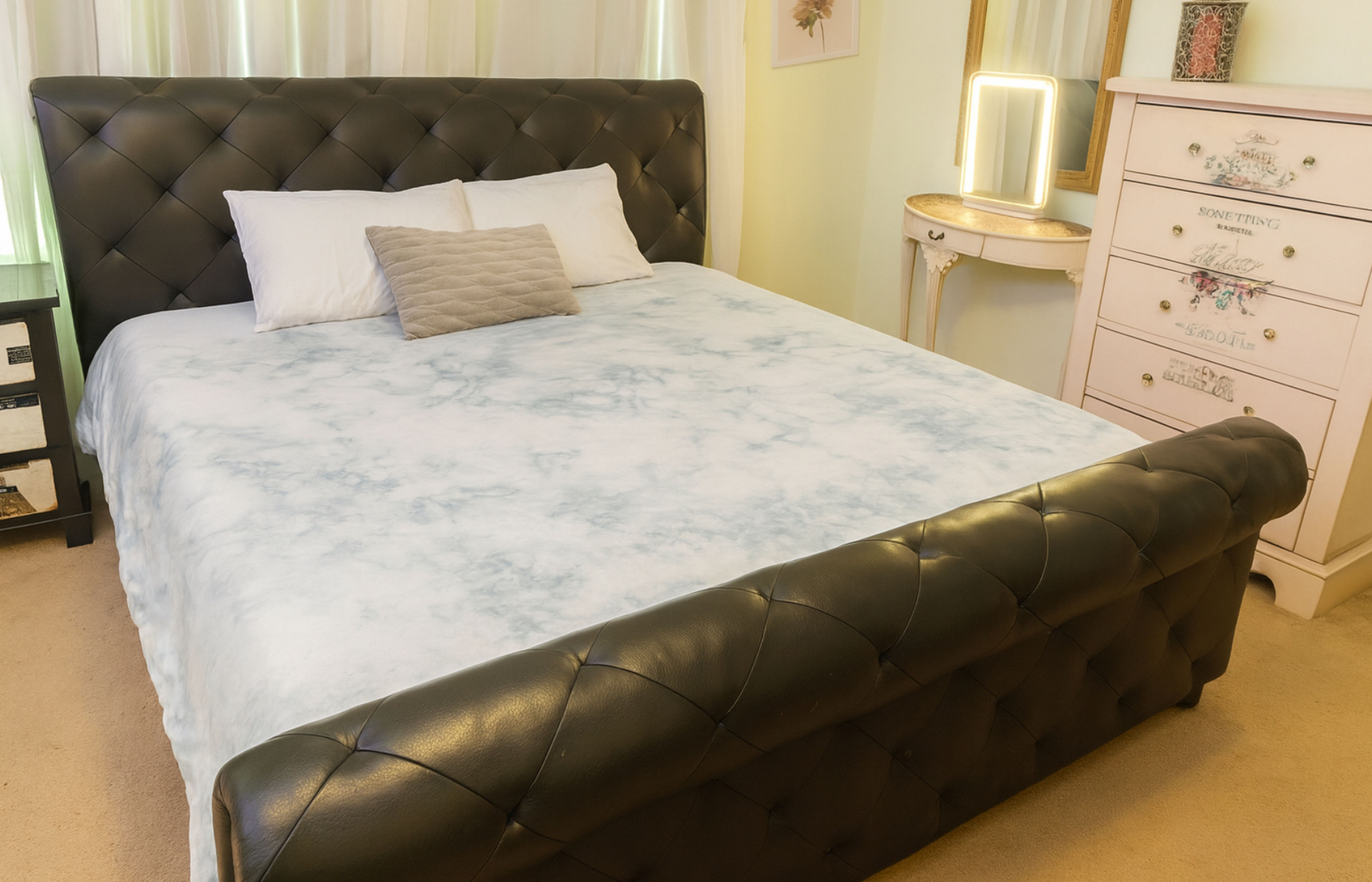 Tufted Super King Leather Bed Frame